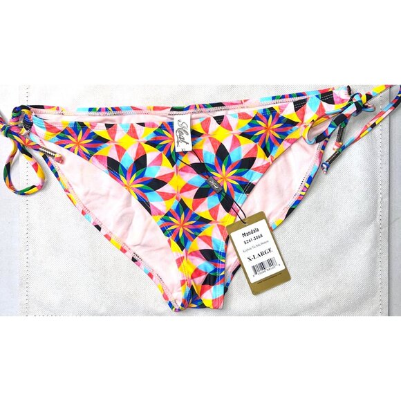 Heat Other - Heat Mandala Print Bikini Bottoms Nylon/Spandex XL Multicolor Adjustable Side Ti
